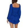 image:imageLYANER Womens Jumpsuit Lantern Long Sleeve Ruffle Layer Tie Mini Short RomperSolid Royal Blue