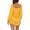 image:imageLYANER Womens Jumpsuit Lantern Long Sleeve Ruffle Layer Tie Mini Short RomperSolid Yellow
