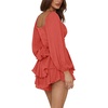 image:imageLYANER Womens Jumpsuit Lantern Long Sleeve Ruffle Layer Tie Mini Short RomperWatermelon Red