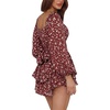 image:imageLYANER Womens Jumpsuit Lantern Long Sleeve Ruffle Layer Tie Mini Short RomperWhite Floral