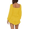 image:imageLYANER Womens Jumpsuit Lantern Long Sleeve Ruffle Layer Tie Mini Short RomperYellow