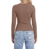 image:imageLYANER Womens Lace V Neck Long Sleeve Fitted Shirts Basic Ribbed Knit Tops Going Out Trendy TopDark Brown