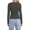 image:imageLYANER Womens Lace V Neck Long Sleeve Fitted Shirts Basic Ribbed Knit Tops Going Out Trendy TopDark Spend Gray