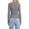 image:imageLYANER Womens Lace V Neck Long Sleeve Fitted Shirts Basic Ribbed Knit Tops Going Out Trendy TopLight Grey