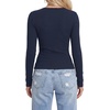 image:imageLYANER Womens Lace V Neck Long Sleeve Fitted Shirts Basic Ribbed Knit Tops Going Out Trendy TopNavy Blue