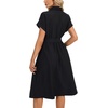 image:imageLYANER Womens Midi Dresses V Neck Button Down Tie Waist Short Sleeve Ruffle Hem DressBlack