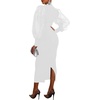 image:imageLYANER Womens Mock Neck Mesh Long Sleeve Zipper Bodycon Maxi Long DressWhite