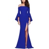 image:imageLYANER Womens Off Shoulder Side Split Bell Long Sleeve Cocktail Bodycon Maxi DressRoyal Blue