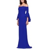image:imageLYANER Womens Off Shoulder Side Split Bell Long Sleeve Cocktail Bodycon Maxi DressRoyal Blue