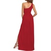 image:imageLYANER Womens One Shoulder High Split Sleeveless Ruched Cocktail Sexy Maxi Long Dress Red Small