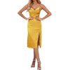 image:imageLYANER Womens Satin Drape Cowl Neck Sleeveless Strappy Cami Split Slit Party Midi DressGinger