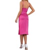 image:imageLYANER Womens Satin Drape Cowl Neck Sleeveless Strappy Cami Split Slit Party Midi DressHot Pink