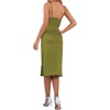image:imageLYANER Womens Satin Drape Cowl Neck Sleeveless Strappy Cami Split Slit Party Midi DressOlive Green