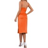 image:imageLYANER Womens Satin Drape Cowl Neck Sleeveless Strappy Cami Split Slit Party Midi DressOrange