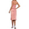 image:imageLYANER Womens Satin Drape Cowl Neck Sleeveless Strappy Cami Split Slit Party Midi DressPeach