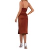 image:imageLYANER Womens Satin Drape Cowl Neck Sleeveless Strappy Cami Split Slit Party Midi DressRust Brown