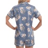 image:imageLYANER Womens Satin Pajamas for Women Silk 2 Piece Pj Sets Short Sleeve Button Down LoungewearDark Gery Floral