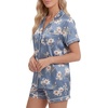 image:imageLYANER Womens Satin Pajamas for Women Silk 2 Piece Pj Sets Short Sleeve Button Down LoungewearDark Gery Floral
