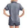 image:imageLYANER Womens Satin Pajamas for Women Silk 2 Piece Pj Sets Short Sleeve Button Down LoungewearDark Gray