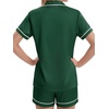 image:imageLYANER Womens Satin Pajamas for Women Silk 2 Piece Pj Sets Short Sleeve Button Down LoungewearDark Green