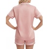 image:imageLYANER Womens Satin Pajamas for Women Silk 2 Piece Pj Sets Short Sleeve Button Down LoungewearLight Pink
