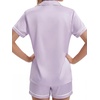 image:imageLYANER Womens Satin Pajamas for Women Silk 2 Piece Pj Sets Short Sleeve Button Down LoungewearLight Purple
