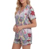 image:imageLYANER Womens Satin Pajamas for Women Silk 2 Piece Pj Sets Short Sleeve Button Down LoungewearLight Purple Print