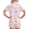 image:imageLYANER Womens Satin Pajamas for Women Silk 2 Piece Pj Sets Short Sleeve Button Down LoungewearPink Print