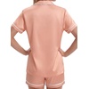 image:imageLYANER Womens Satin Pajamas for Women Silk 2 Piece Pj Sets Short Sleeve Button Down LoungewearSolid Coral Pink