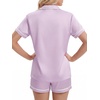 image:imageLYANER Womens Satin Pajamas for Women Silk 2 Piece Pj Sets Short Sleeve Button Down LoungewearSolid Light Purple