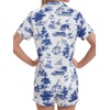 image:imageLYANER Womens Satin Pajamas for Women Silk 2 Piece Pj Sets Short Sleeve Button Down LoungewearWhite Dark Blue Print