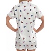 image:imageLYANER Womens Satin Pajamas for Women Silk 2 Piece Pj Sets Short Sleeve Button Down LoungewearWhite Heart Print