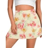 image:imageLYANER Womens Satin Silky Mini Skirt Elastic High Waisted Side Zipper A Line Flowy Short SkirtsFloral Beige