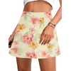image:imageLYANER Womens Satin Silky Mini Skirt Elastic High Waisted Side Zipper A Line Flowy Short SkirtsFloral Beige
