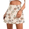 image:imageLYANER Womens Satin Silky Mini Skirt Elastic High Waisted Side Zipper A Line Flowy Short SkirtsFloral Champagne