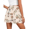 image:imageLYANER Womens Satin Silky Mini Skirt Elastic High Waisted Side Zipper A Line Flowy Short SkirtsFloral Champagne