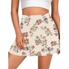 image:imageLYANER Womens Satin Silky Mini Skirt Elastic High Waisted Side Zipper A Line Flowy Short SkirtsFloral Champagne