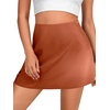 image:imageLYANER Womens Satin Silky Mini Skirt Elastic High Waisted Side Zipper A Line Flowy Short SkirtsPlain Caramel