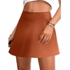 image:imageLYANER Womens Satin Silky Mini Skirt Elastic High Waisted Side Zipper A Line Flowy Short SkirtsPlain Caramel