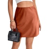 image:imageLYANER Womens Satin Silky Mini Skirt Elastic High Waisted Side Zipper A Line Flowy Short SkirtsPlain Caramel
