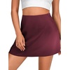 image:imageLYANER Womens Satin Silky Mini Skirt Elastic High Waisted Side Zipper A Line Flowy Short SkirtsPlain Dark Red