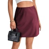 image:imageLYANER Womens Satin Silky Mini Skirt Elastic High Waisted Side Zipper A Line Flowy Short SkirtsPlain Dark Red