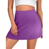 image:imageLYANER Womens Satin Silky Mini Skirt Elastic High Waisted Side Zipper A Line Flowy Short SkirtsPlain Deep Purple