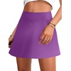 image:imageLYANER Womens Satin Silky Mini Skirt Elastic High Waisted Side Zipper A Line Flowy Short SkirtsPlain Deep Purple