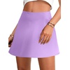 image:imageLYANER Womens Satin Silky Mini Skirt Elastic High Waisted Side Zipper A Line Flowy Short SkirtsPlain Lilac