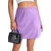 image:imageLYANER Womens Satin Silky Mini Skirt Elastic High Waisted Side Zipper A Line Flowy Short SkirtsPlain Lilac