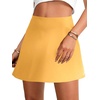 image:imageLYANER Womens Satin Silky Mini Skirt Elastic High Waisted Side Zipper A Line Flowy Short SkirtsPlain Yellow