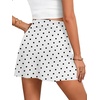 image:imageLYANER Womens Satin Silky Mini Skirt Elastic High Waisted Side Zipper A Line Flowy Short SkirtsPolka Dots White