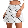 image:imageLYANER Womens Satin Silky Mini Skirt Elastic High Waisted Side Zipper A Line Flowy Short SkirtsPolka Dots White