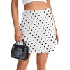 image:imageLYANER Womens Satin Silky Mini Skirt Elastic High Waisted Side Zipper A Line Flowy Short SkirtsPolka Dots White